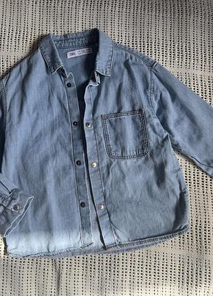 Бавовняна джинсова оверсайз верхня сорочка zara куртка