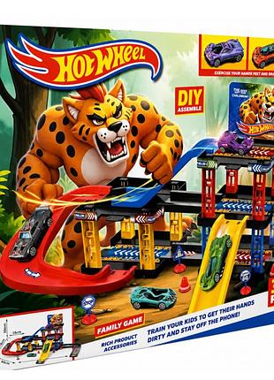 Автомобільний трек для хлопчика hot wheels з гірками та паркінгом