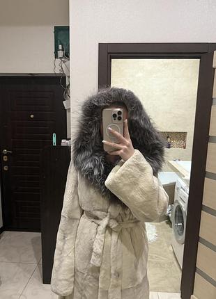 Шуба жіноча натуральна бобер бежева