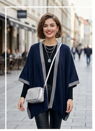 Шикарне двостороннє пончо oversize накидка, кардиган