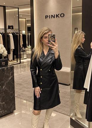 Оригінальна шкіряна чорна сукня pinko s m оригінал 44 46 тренч платье плаття довгий рукав брендова осіння зимова класична елегантна стильна нова 2026