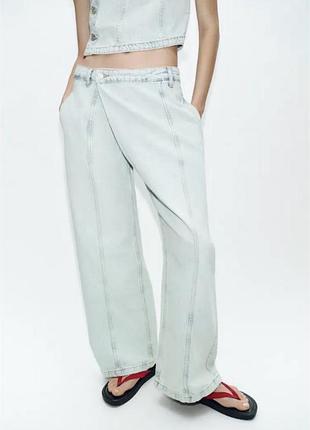 Жіночий джинсовий комплект zara, світло-блакитний, розмір xs