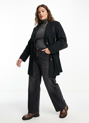 Черный бамбуковый жакет / кардиган плюс сайз q’neel / eur 50 / 4xl (uk 24)