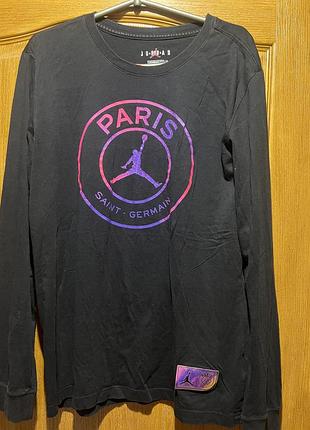 Черный лонгслив jordan x paris saint-germain (psg)