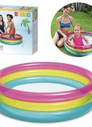 Надувной детский бассейн intex wet set collection rainbow размером 86x25 см.
