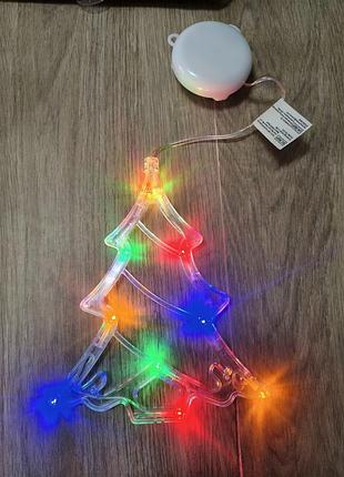 Новорічна led підвіска на вікно на присосці ouila yl-3x1.5-10 (дзвіночок та ялинка), світлодіодна фігурка