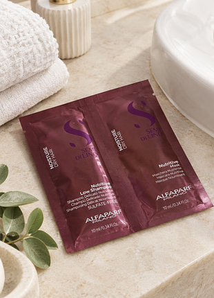 Набір alfaparf semi di lino moisture (шампунь + маска) для сухого волосся, 2х10 мл