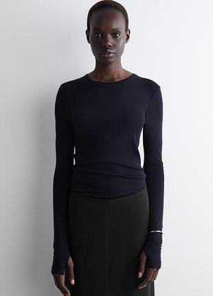 Лонгслів жіночий cos slim merino wool top / s