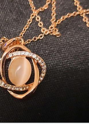 Підвіска для жінок swarovski з кристалами, імітація місячного каменю, рожевий метал