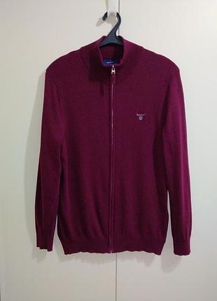 Кофта zip gant шерсть 100% бордовый гольф hugo boss diesel allsaints