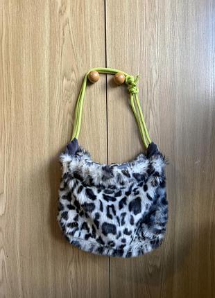 Сумка buddy bag cross buddy хутряна леопардова