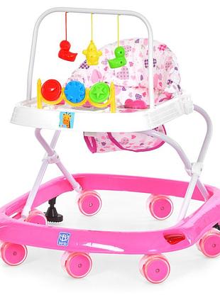 Ходунки детские m 0541c-6 с подвесками, розовый