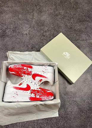 Кросівки nike air force blood custom white red 10