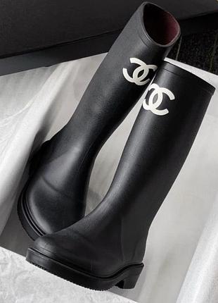 Гумові чоботи жіночі chanel чорні