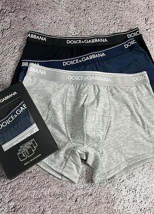 Труси чоловічі dolce & gabbana боксери бавовняні, сірий, синій, чорний