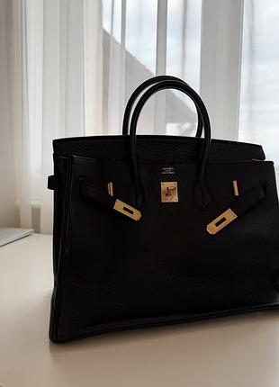Сумка жіноча hermès birkin чорна з натуральної шкіри