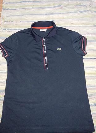 Поло lacoste темно-синє з коротким рукавом розмір s