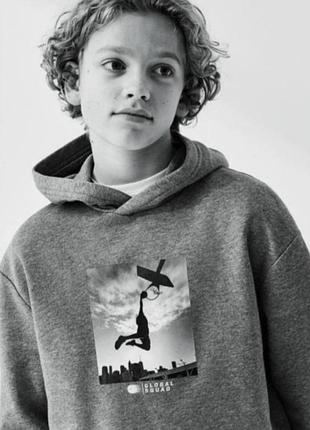 H&m котоновый теплый худи спортивная подростковая теплая кофта теплый свитшот h&m на флисе на мальчика p.170