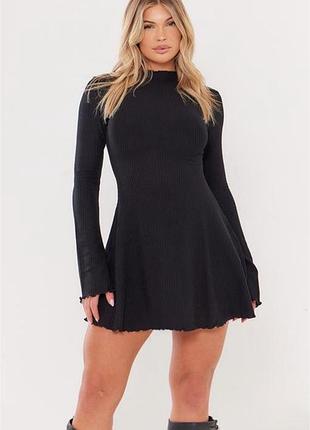 Чорна коротка сукня з довгим рукавом prettylittlething plt 10 🛍️1+1=3🛍️
