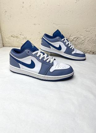 Кросівки air jordan 1 low ashen slate розмір 44 28 см оригінал чоловічі сині сірі найк джордан 1 лоу оригінальні шкіра