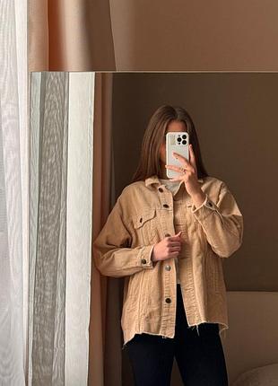 Жакет жіночий zara бежевий вельветовий