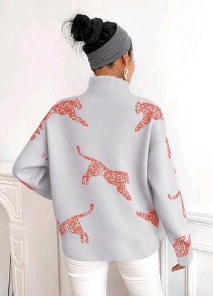 Свитер серый гепард shein m 3