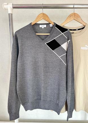 Сірий чоловічий джемпер з шерстю мериноса calvin klein 🐑