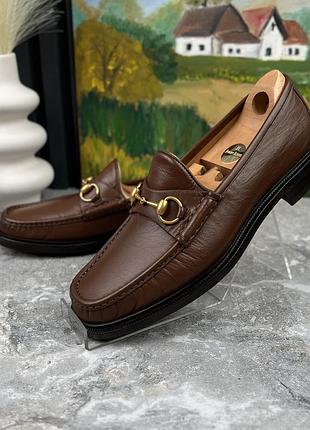 Gucci 1953 horsebit loafers heels brown мужские туфли лоферы кожа оригинал 42.5 eur