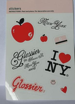 Glossier new limited edition new york sticker sheet soho spring street nyc 2026 декоративні стікери  glossier (колекція, присвячена нью-йорку)