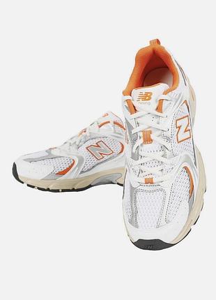 Кросівки жіночі new balance білі з помаранчевими вставками, розмір 38 (25,5 см),