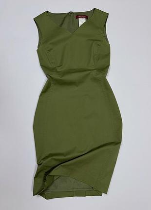 Max mara studio жіноча класична сукня оливкова / хакі карандаш футляр без рукавів оригінал