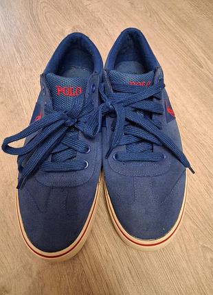 Чоловічі кеди polo ralph lauren сині з червоними елементами