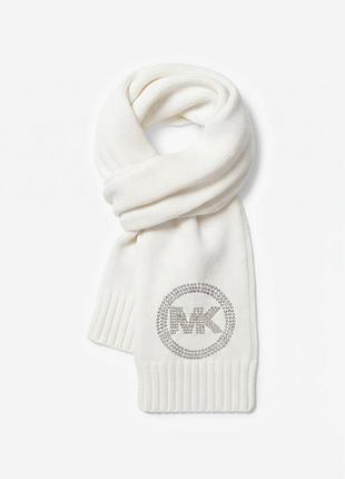 Розкішний білий в'язаний шарф michael kors із логотипом