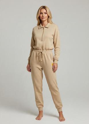 Жіночий комбінезон style cheat бежевий на блискавці з куліскою uk 12 eu 40
