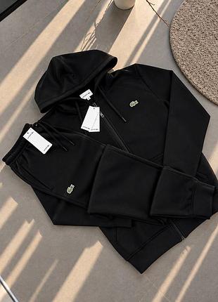 Спортивний костюм чоловічий lacoste на мікрофлісі чорний