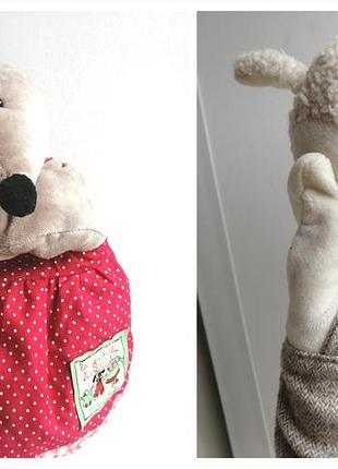 Moulin roty кукольный театр мягкая игрушка перчатка театрик мышка барашек