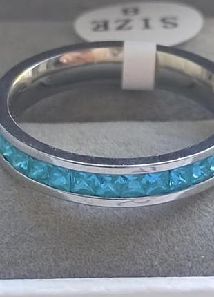Кольцо "princess swiss blue" 8