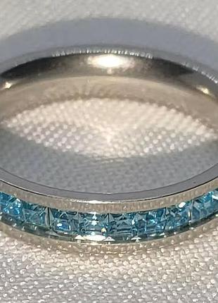 Кольцо "princess swiss blue" 9