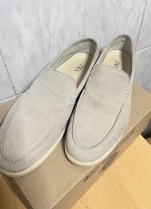 Мокасини чоловічі zara бежеві замшеві