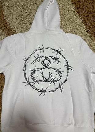 Худі чоловіче stüssy біле з принтом 3
