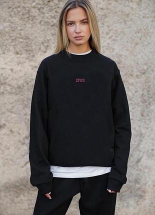 Жіночий утеплений оверсайз світшот на флісі з принтом without 1702 pink l/xl