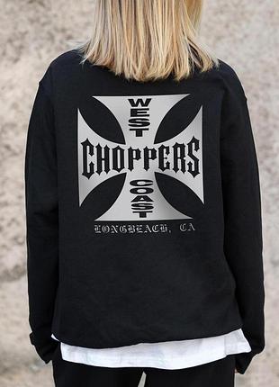 Жіночий утеплений оверсайз світшот на флісі з принтом without choppers black xxl