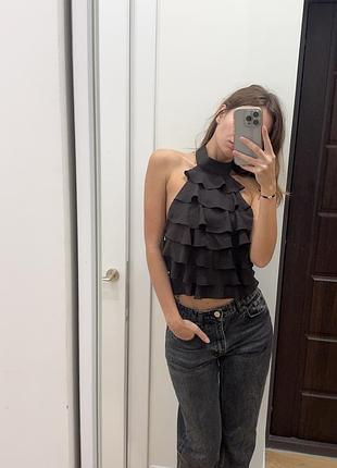 Жіночий топ zara з відкритою спиною, чорний