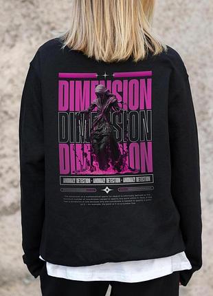 Жіночий утеплений оверсайз світшот на флісі з принтом without dimension black