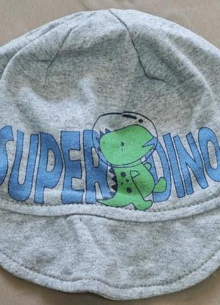 Панама для хлопчиків літня сіра з принтом super dino