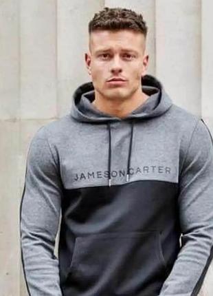Худі jameson carter turkey 🇹🇷 без флісу плотний стан нового без дефектів сіре з чорним розмір s/m з кишенями та капішоном оригінал