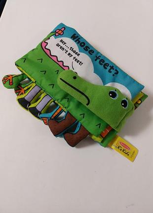Мягкая книжка-развлечение melissa &amp; doug - чьи ножки? сенсорные игрушки для малышей, игрушки для путешествий для малышей, мальчиков и девочек