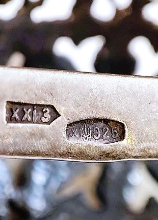 Серебряный набор: кольцо и серьги. 925 проба. 9