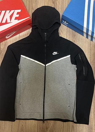 Чоловіча кофта nike tech fleece чорно-сіра розмір s