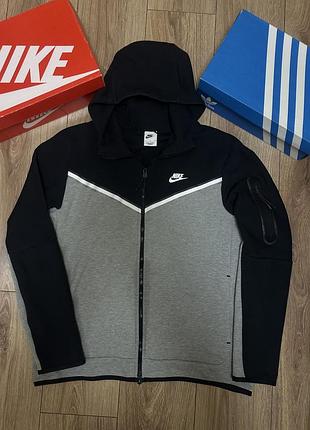 Чоловіча спортивна кофта nike tech fleece чорно-сіра розмір l